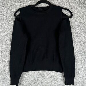 Monrow Long Sleeve Cold Shoulder Crew Neck Black Sweater Women’s Size S